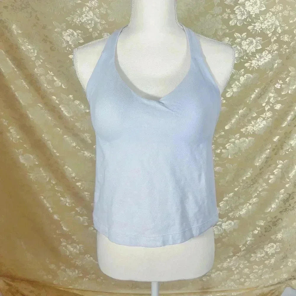 y2k Vintage Bali Light Blue Halter Top Built in Bra Women's Size 36B